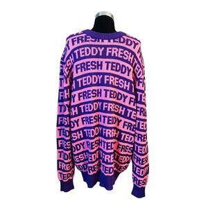 Teddy Fresh Pink & Purple Striped Long Sleeve Sweater Top Shirt Adult Xl